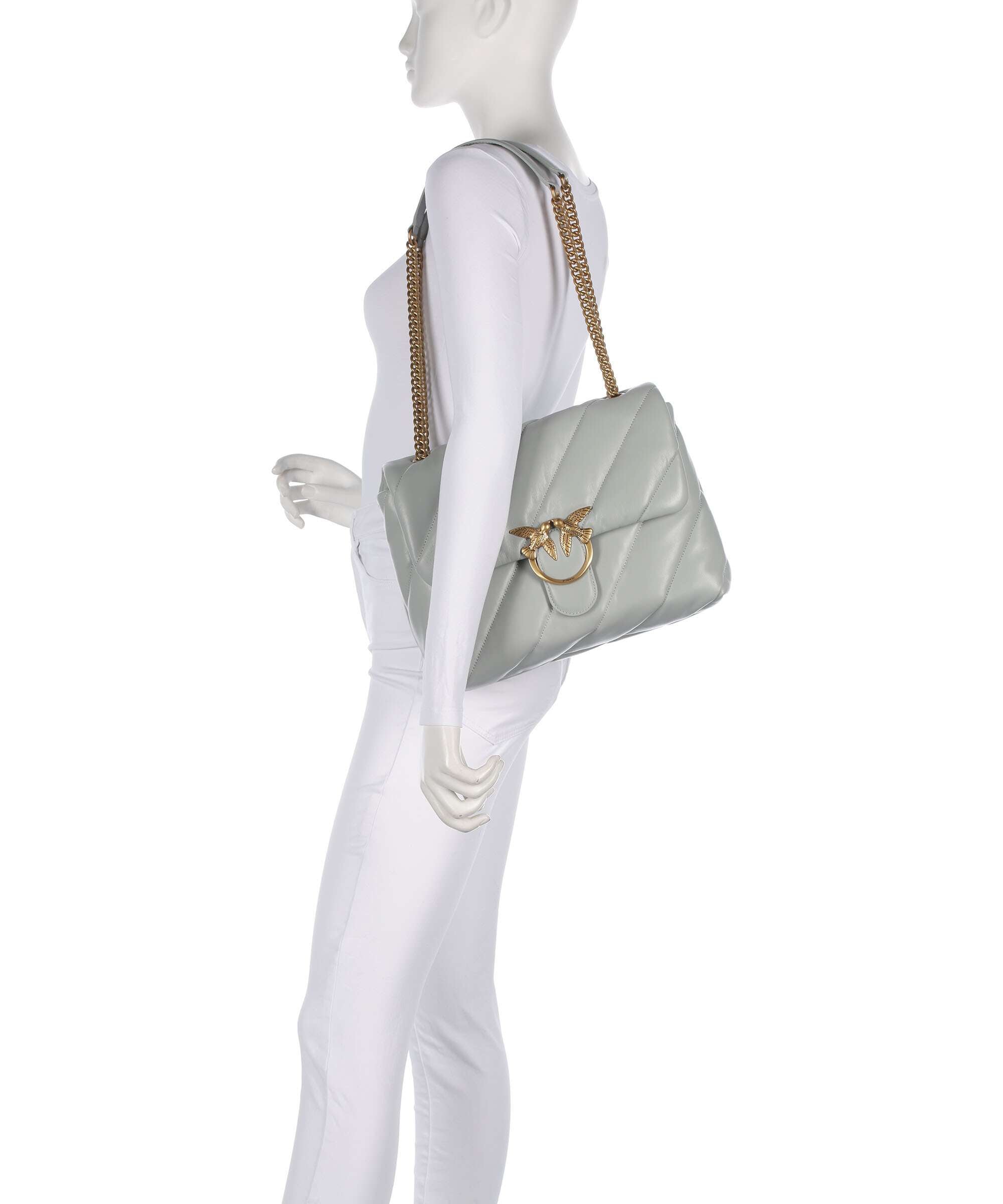 Pinko Love Puff Big Shoulder bag grigio perla/antique gold