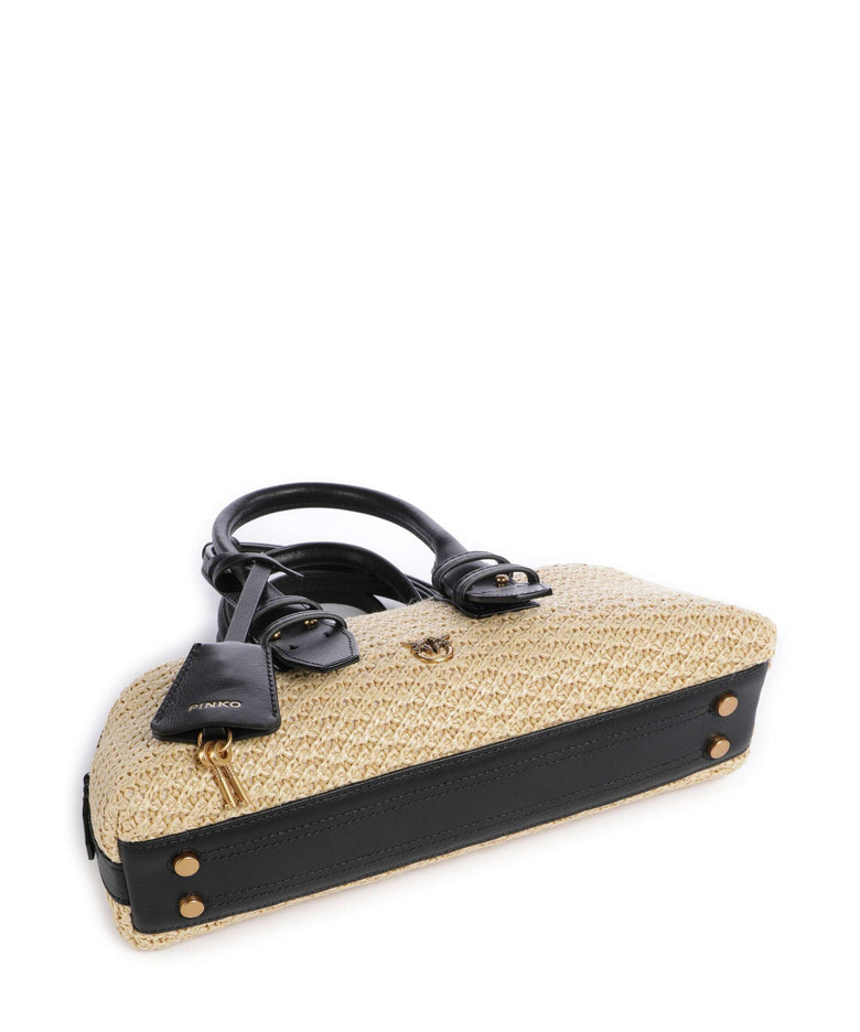 Pinko Bowling Horizontal Handbag rafia/nero/antique gold