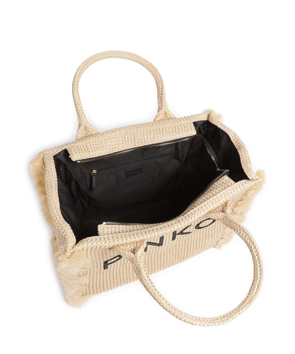 Pinko Beach Handbag paglia/nero/antique gold