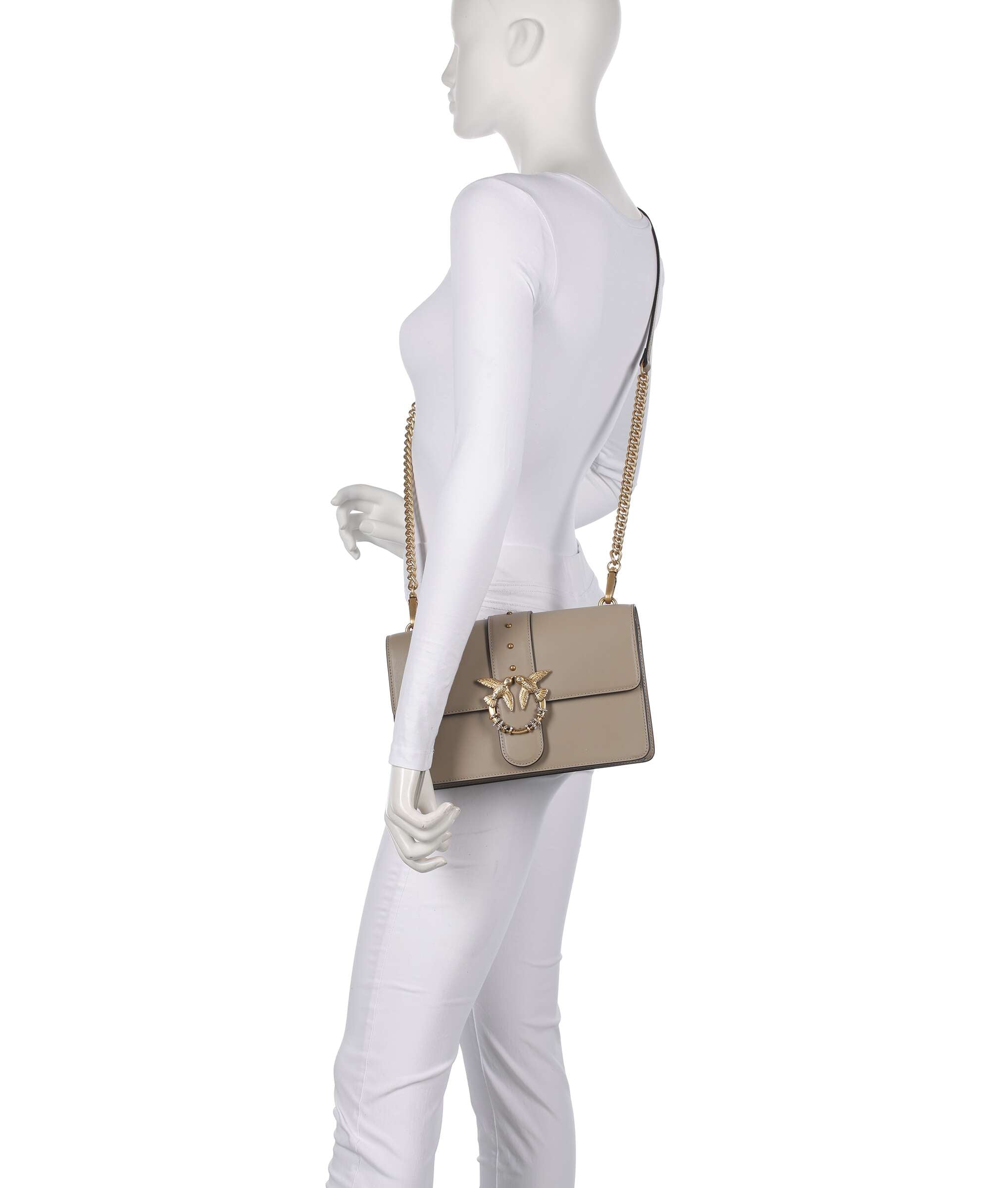 Pinko Love One Classic New Buckle Crossbody bag grigio talpa/antique gold