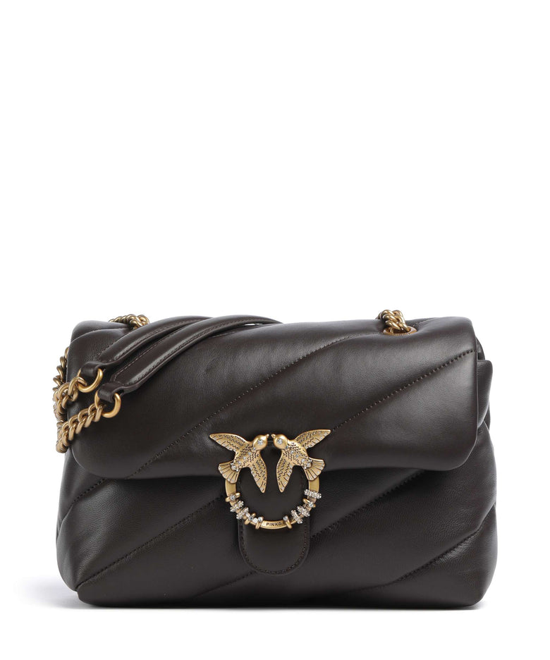 Pinko Love Puff Classic New Buckle Shoulder bag marrone marasca/antique gold
