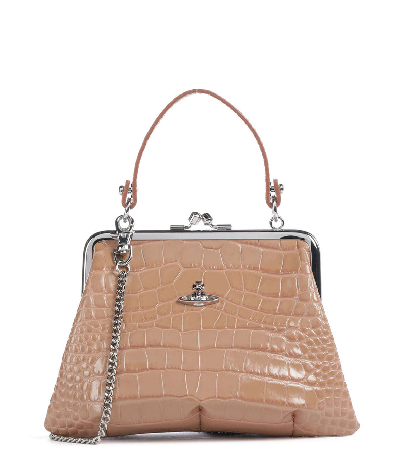 Vivienne Westwood Granny Frame Embossed Croc Handbag dusty pink