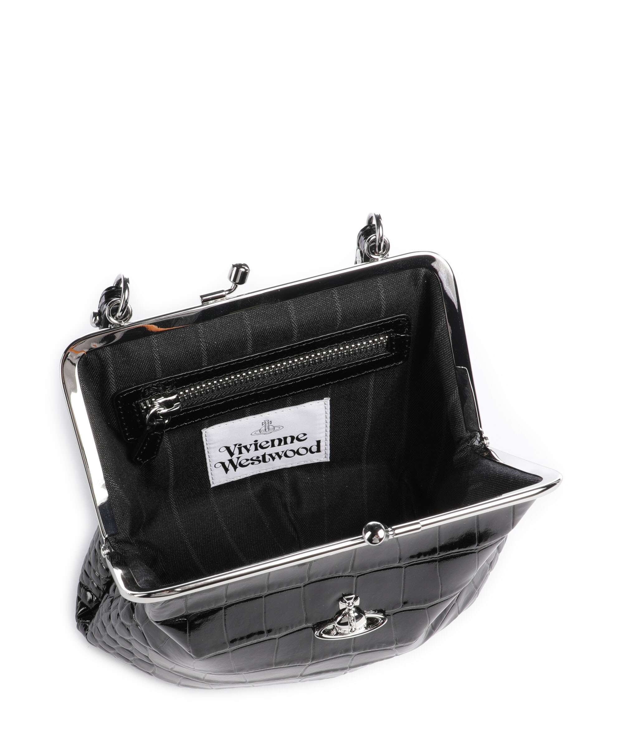 Vivienne Westwood Granny Frame Embossed Croc Handbag black