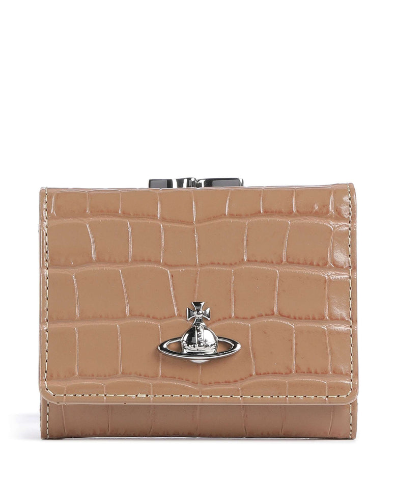Vivienne Westwood Frame Embossed Croc Small Wallet dusty pink