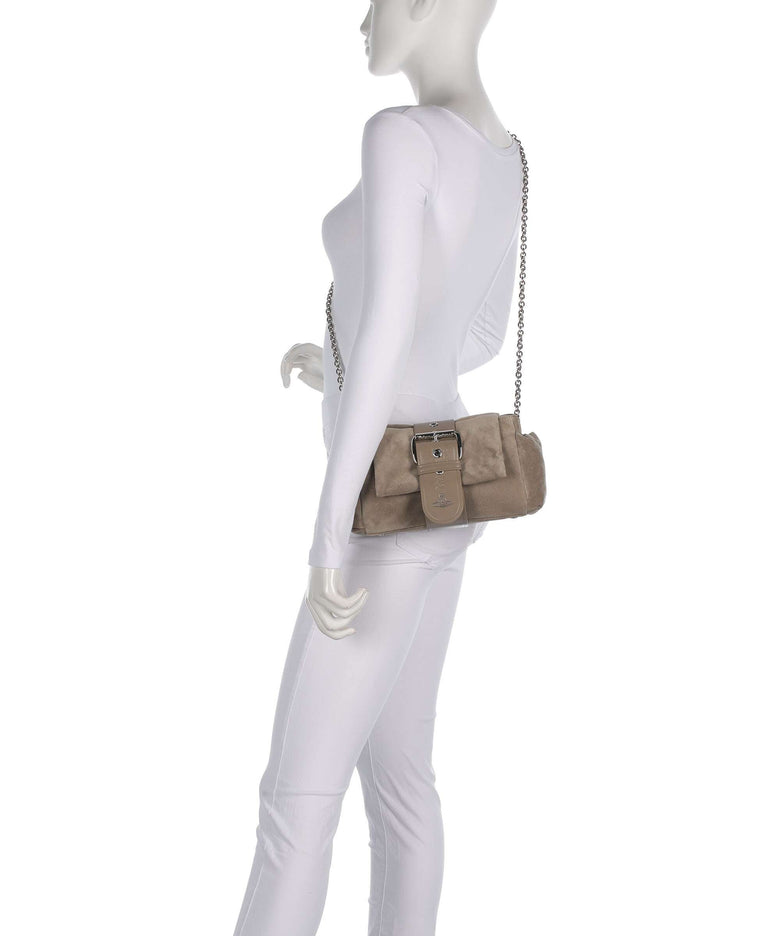 Vivienne Westwood Hazel Suede Treasure Shoulder bag stone