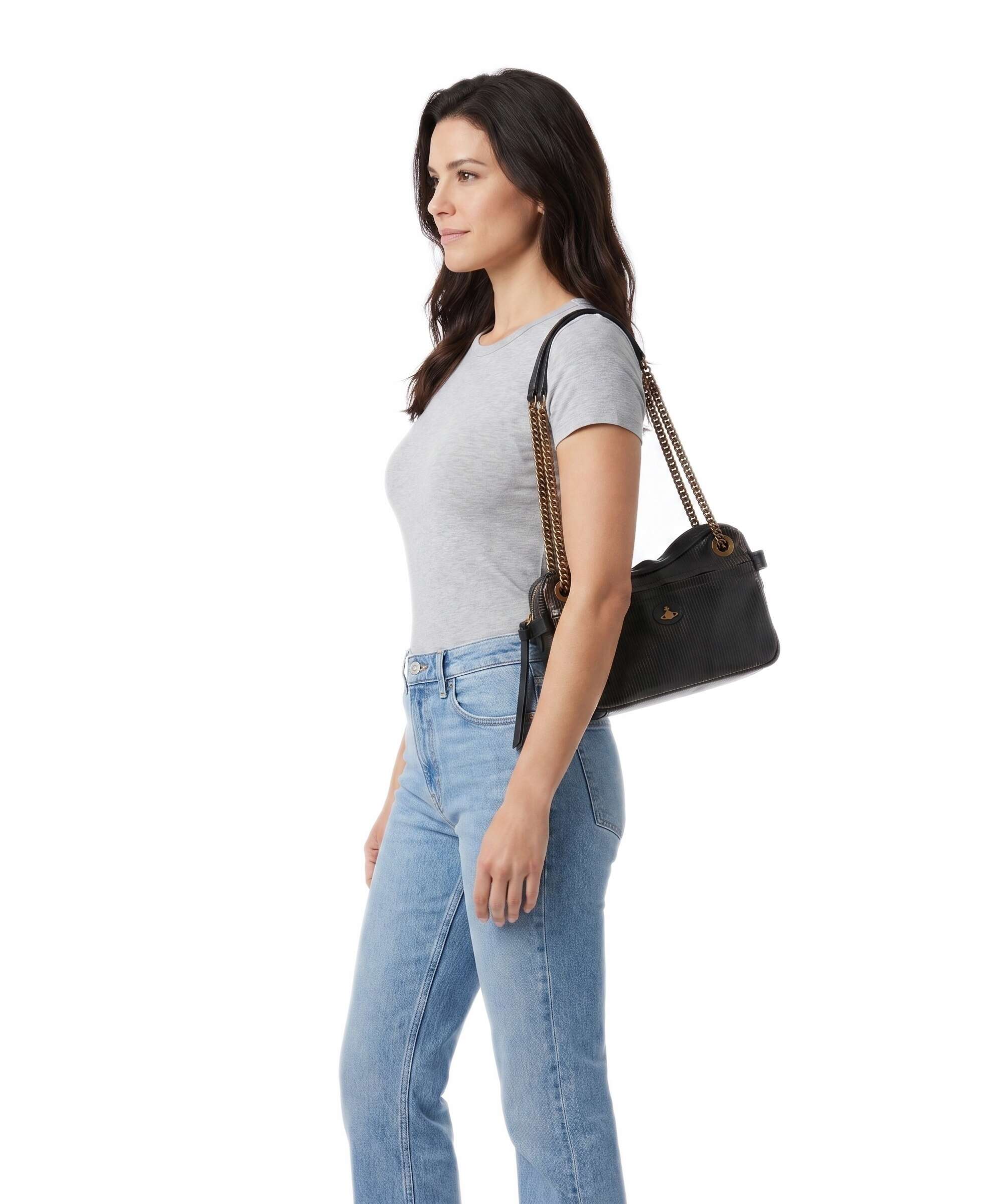 Vivienne Westwood Dolce Laser Line Medium Shoulder bag black/beige