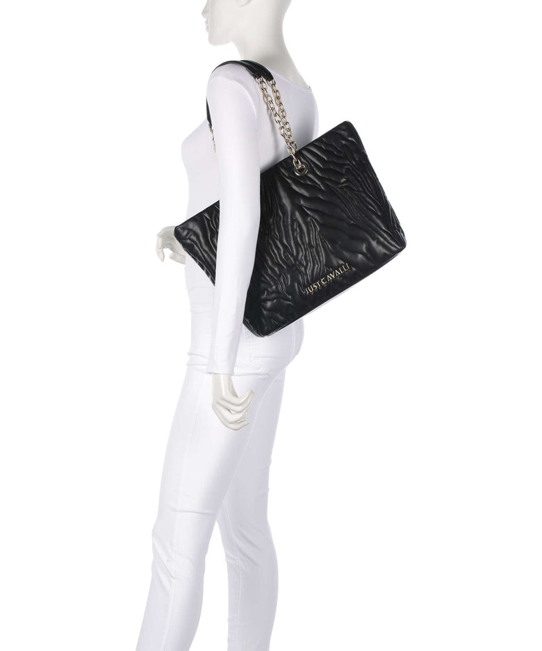 Just Cavalli Quilted Zebra Tote bag black