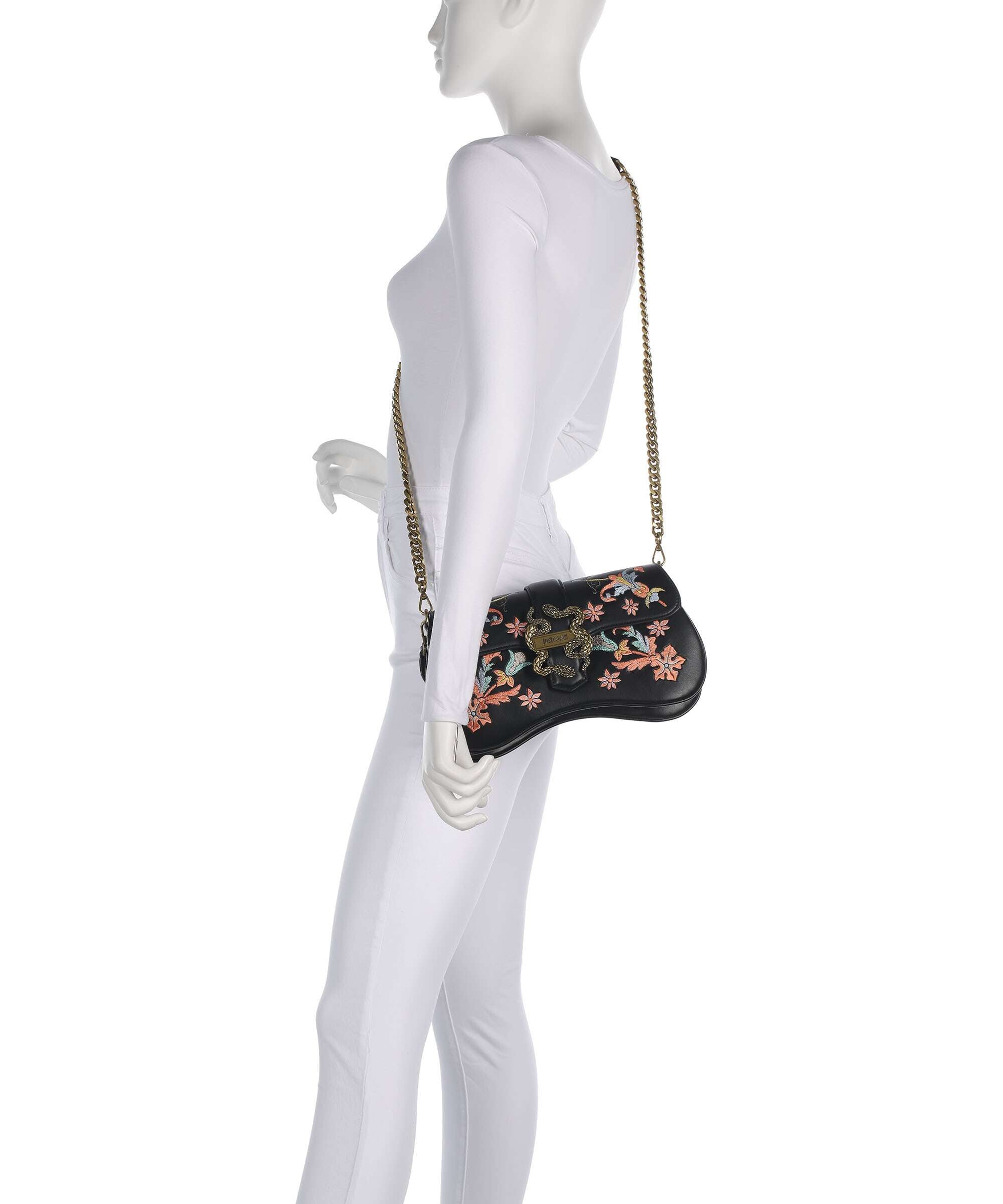Just Cavalli Iconic Snakes Shoulder bag black