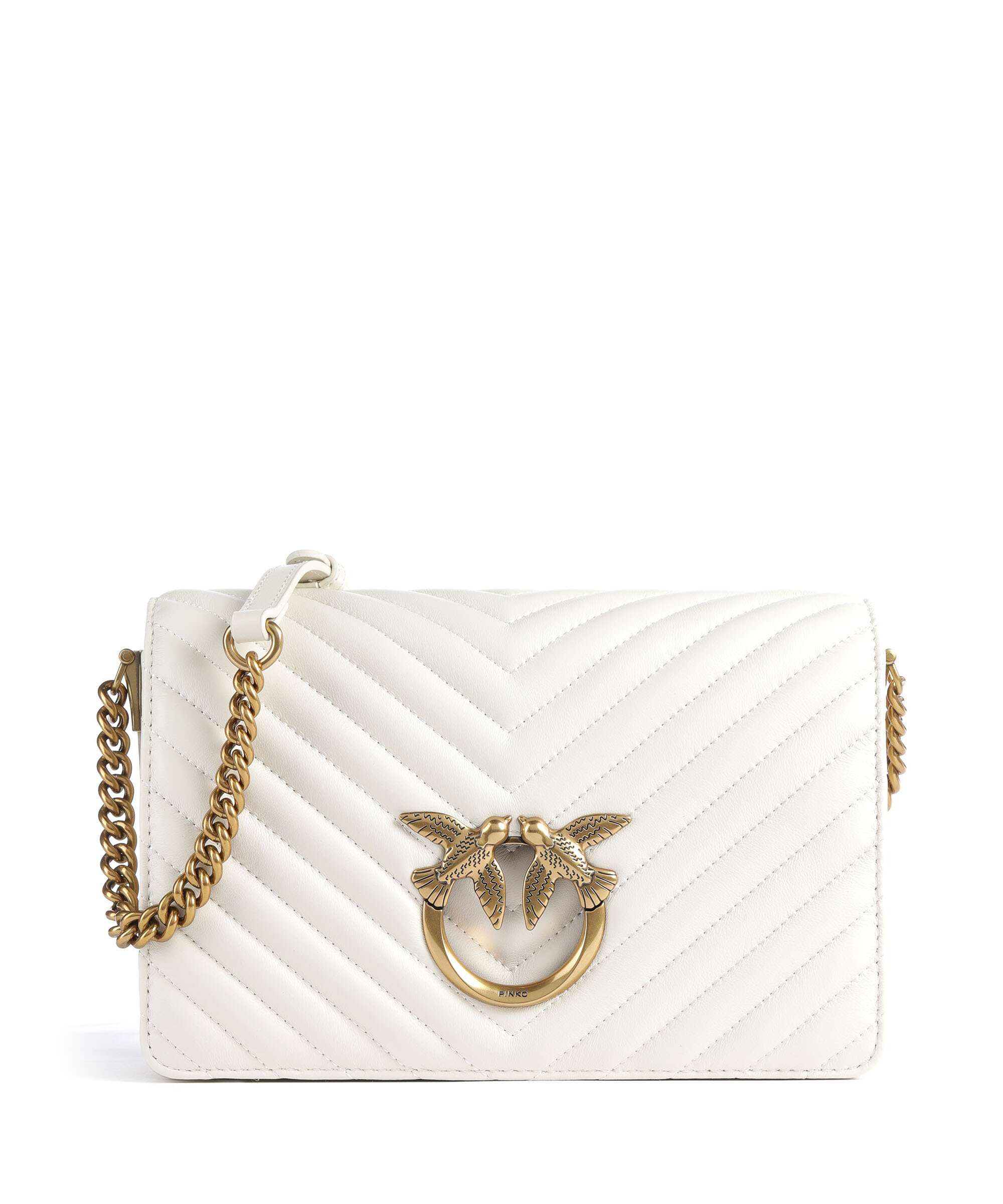 Pinko Love Click Classic Crossbody bag bianco seta/antique gold