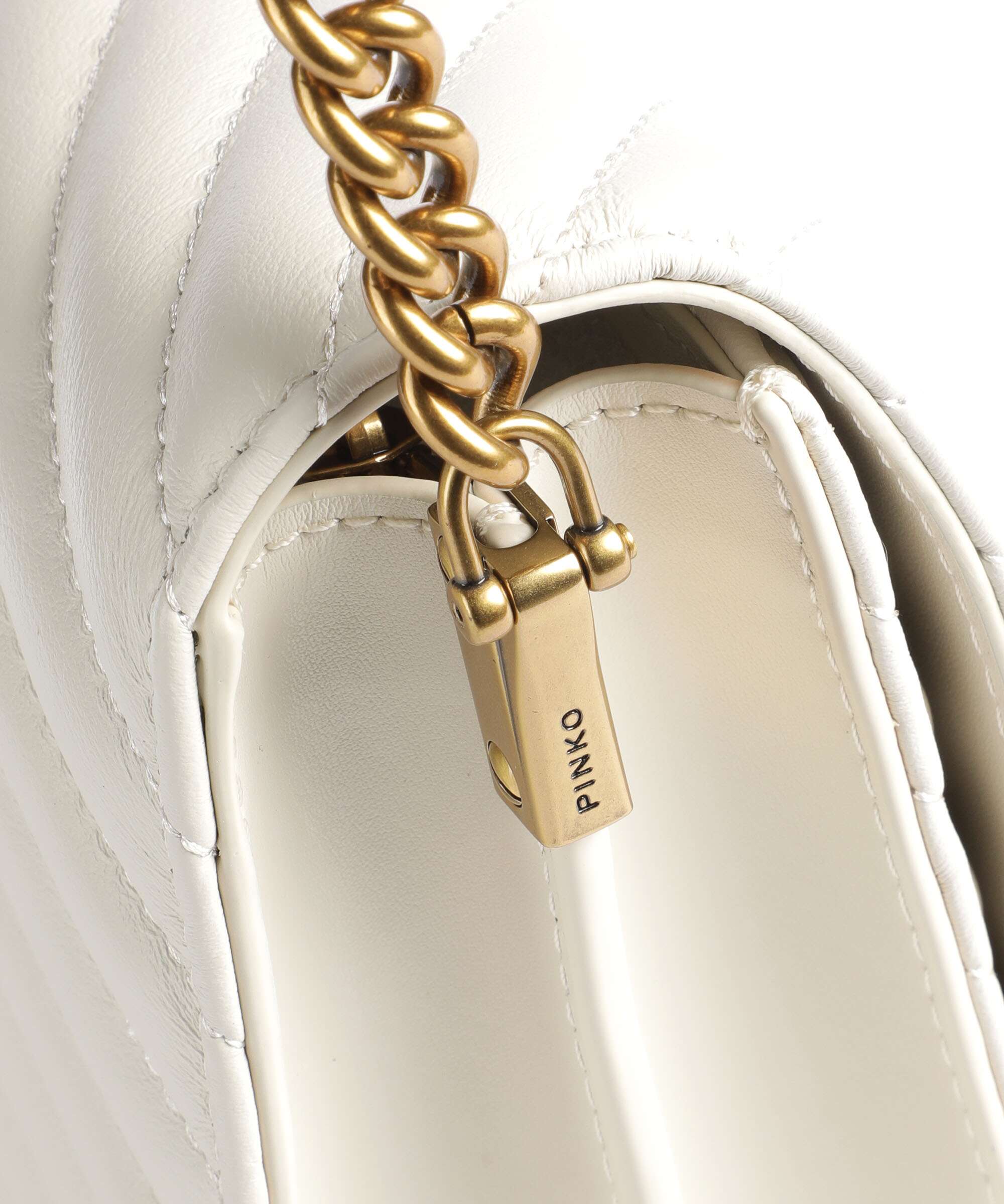 Pinko Love Click Classic Crossbody bag bianco seta/antique gold