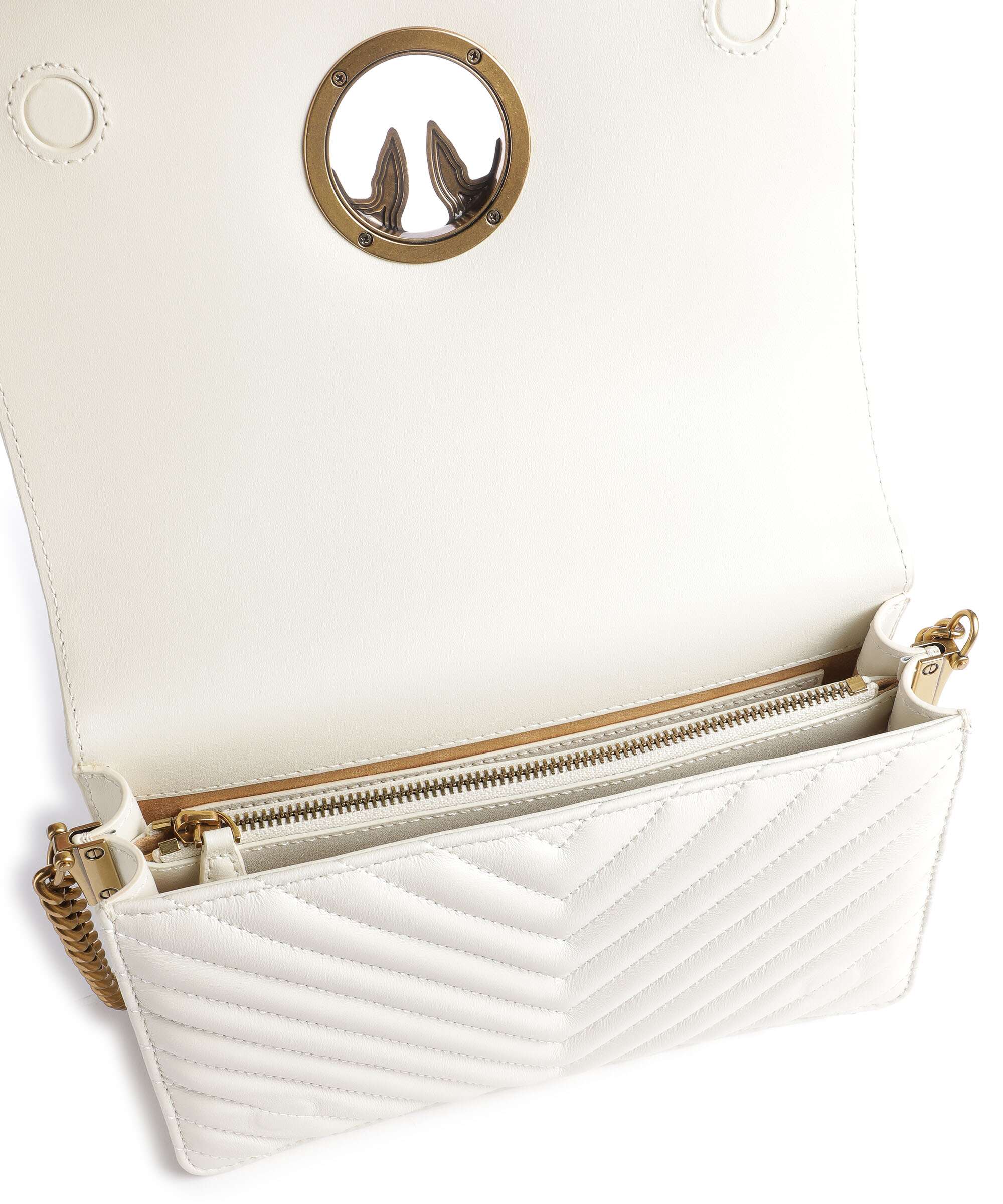 Pinko Love Click Classic Crossbody bag bianco seta/antique gold
