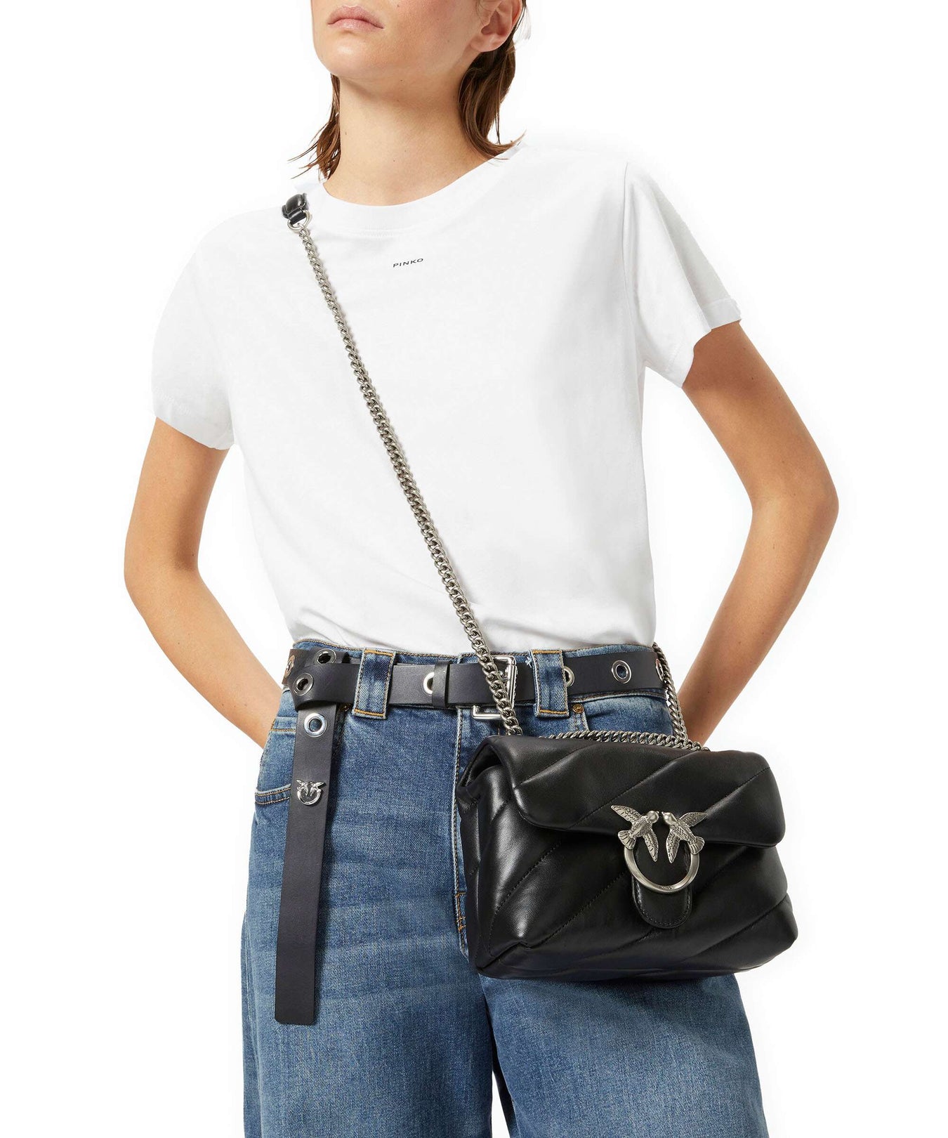 Pinko Love Puff Mini Shoulder bag nero/old silver