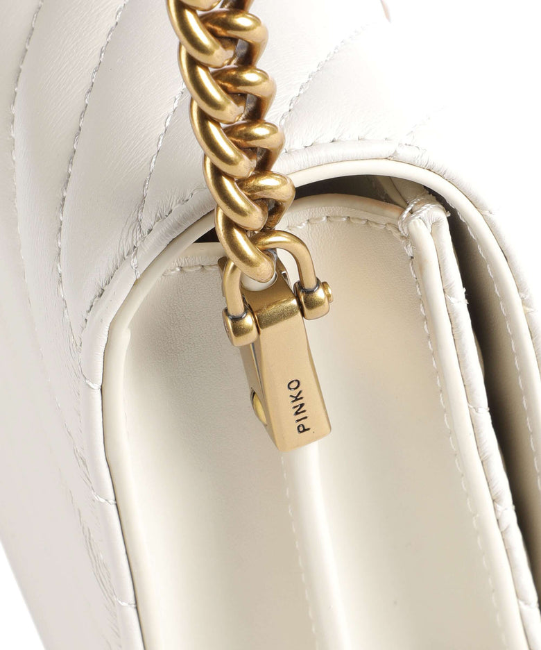 Pinko Love Click Mini Crossbody bag bianco seta/antique gold