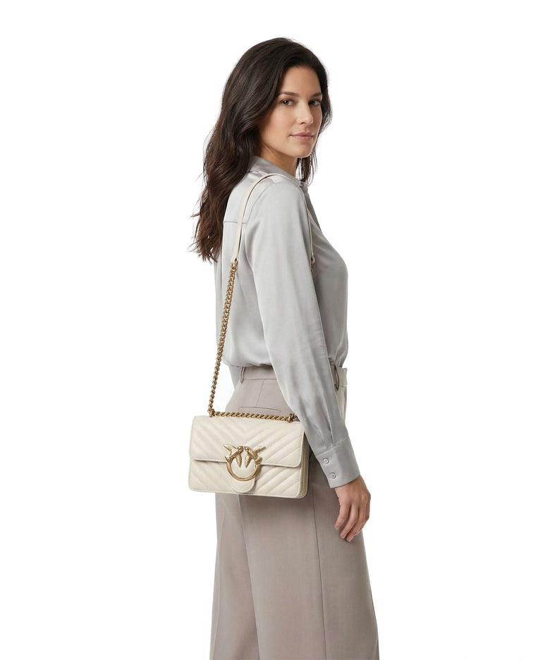 Pinko Love One Mini Shoulder bag bianco seta/antique gold