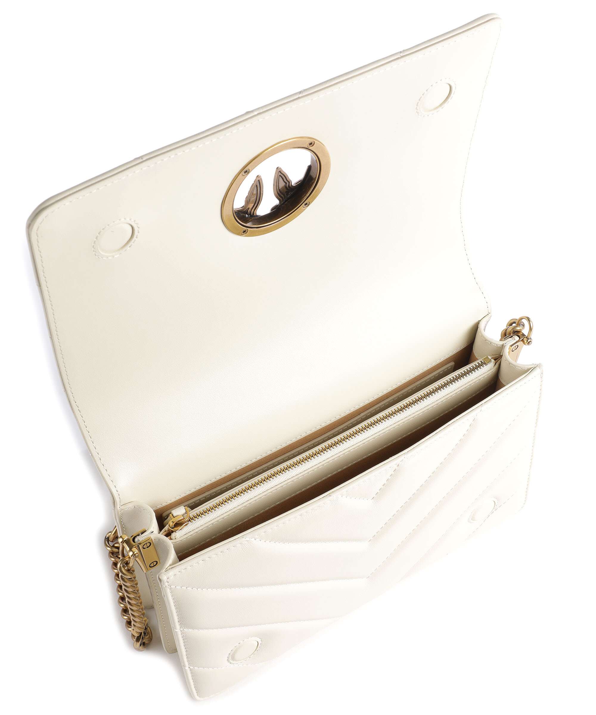 Pinko Love Click Classic Crossbody bag bianco seta/antique gold