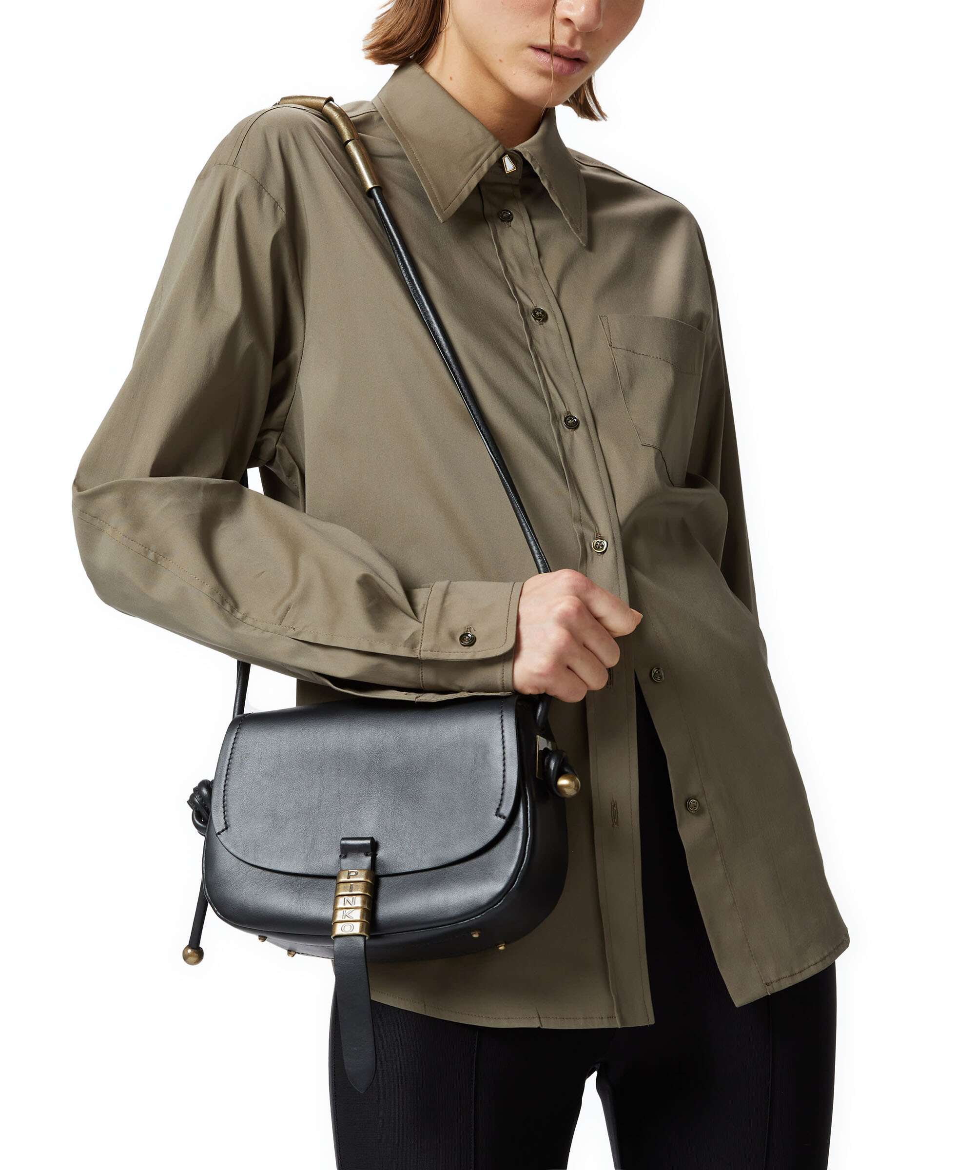 Pinko Saddle Mini Crossbody bag nero/antique gold