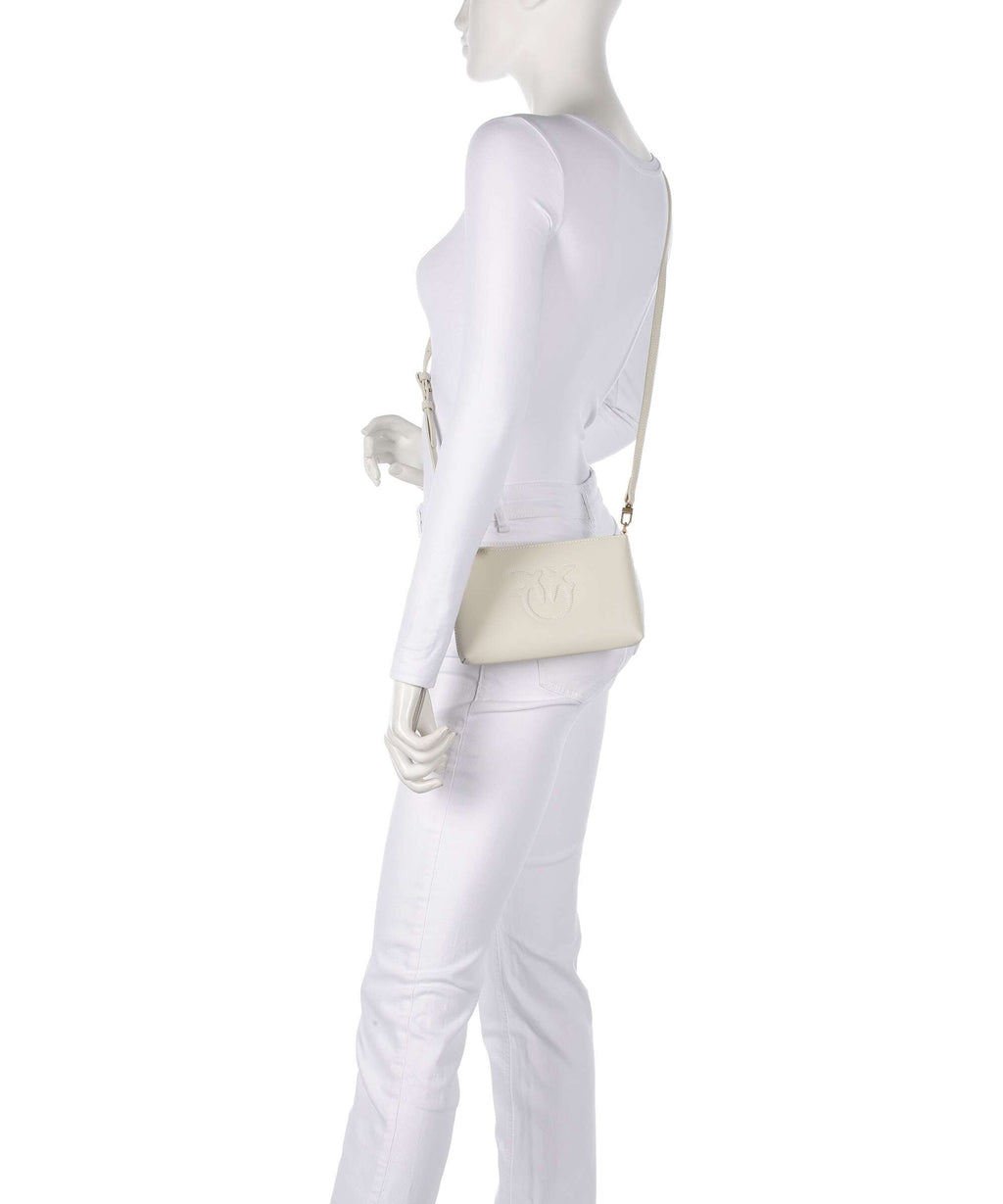 Pinko Flat Mini Crossbody bag bianco seta/antique gold
