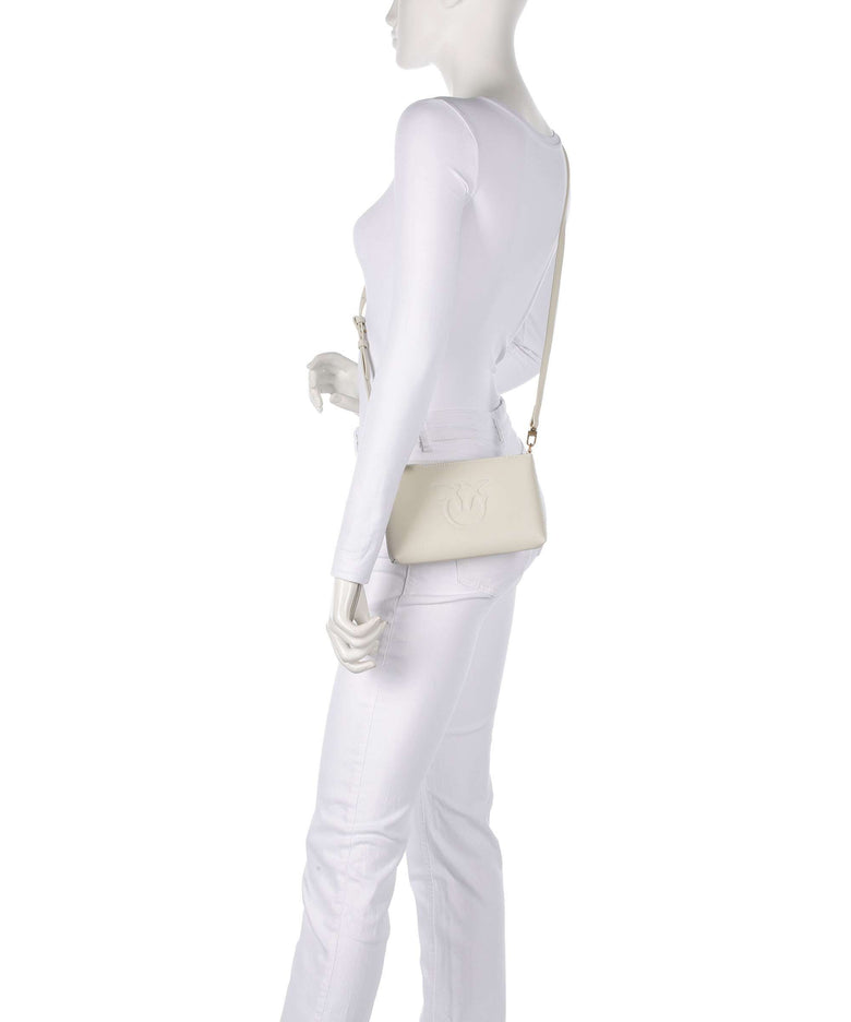 Pinko Flat Mini Crossbody bag bianco seta/antique gold
