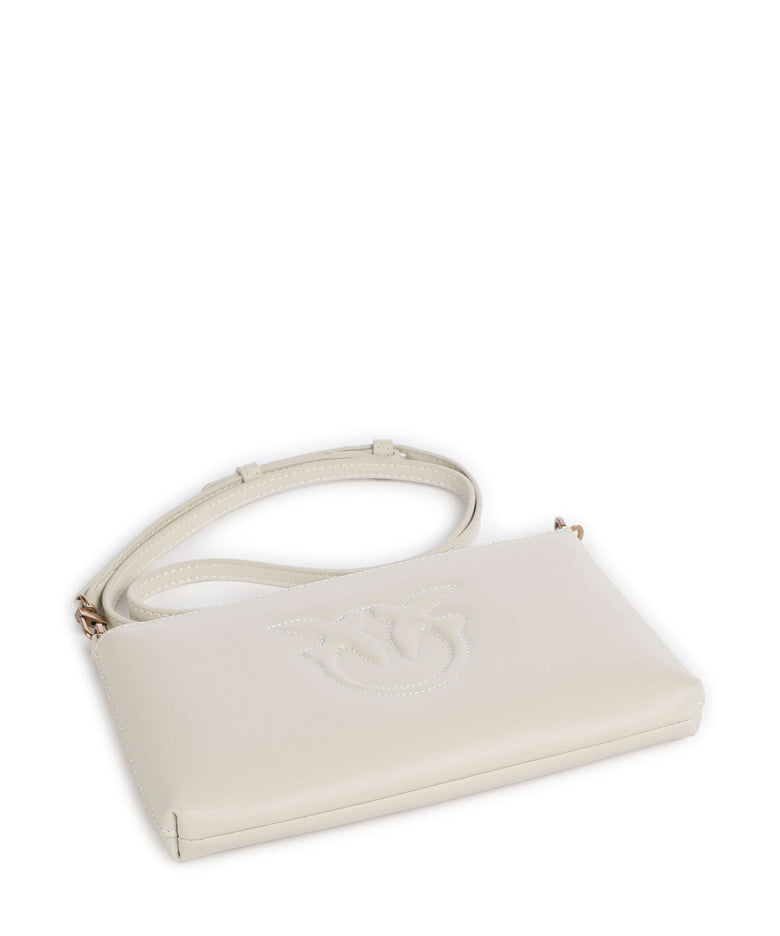 Pinko Flat Mini Crossbody bag bianco seta/antique gold
