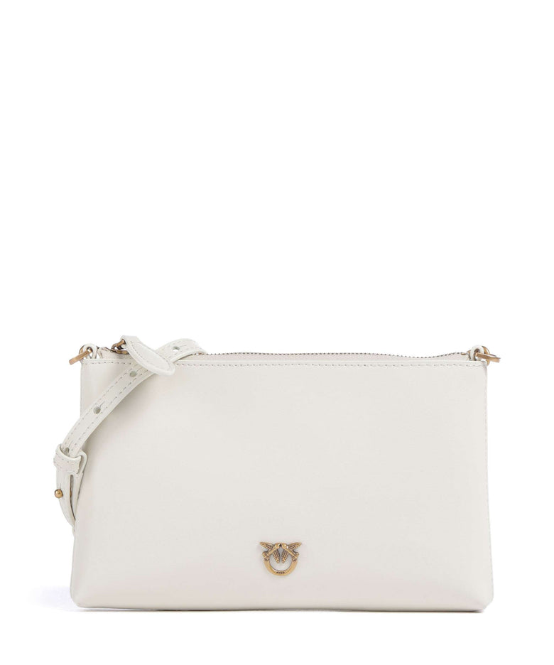Pinko Flat Mini Crossbody bag bianco seta/antique gold