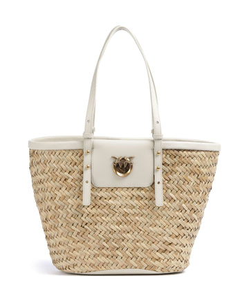 Pinko Love Summer Torba na zakupy bianco seta/antique gold