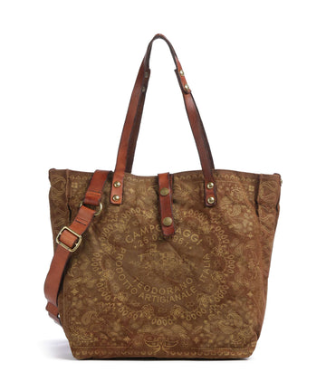 Campomaggi Torba na zakupy verde militare/cognac/oro
