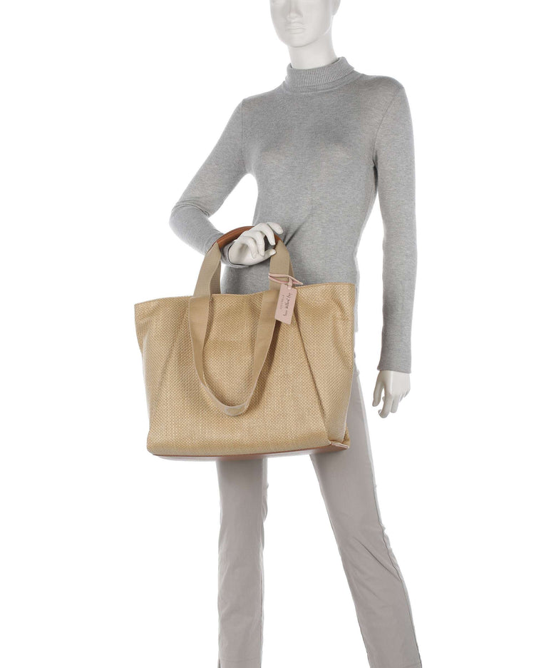 Coccinelle Never Without Bag Straw Signature Tote bag natural/cuir