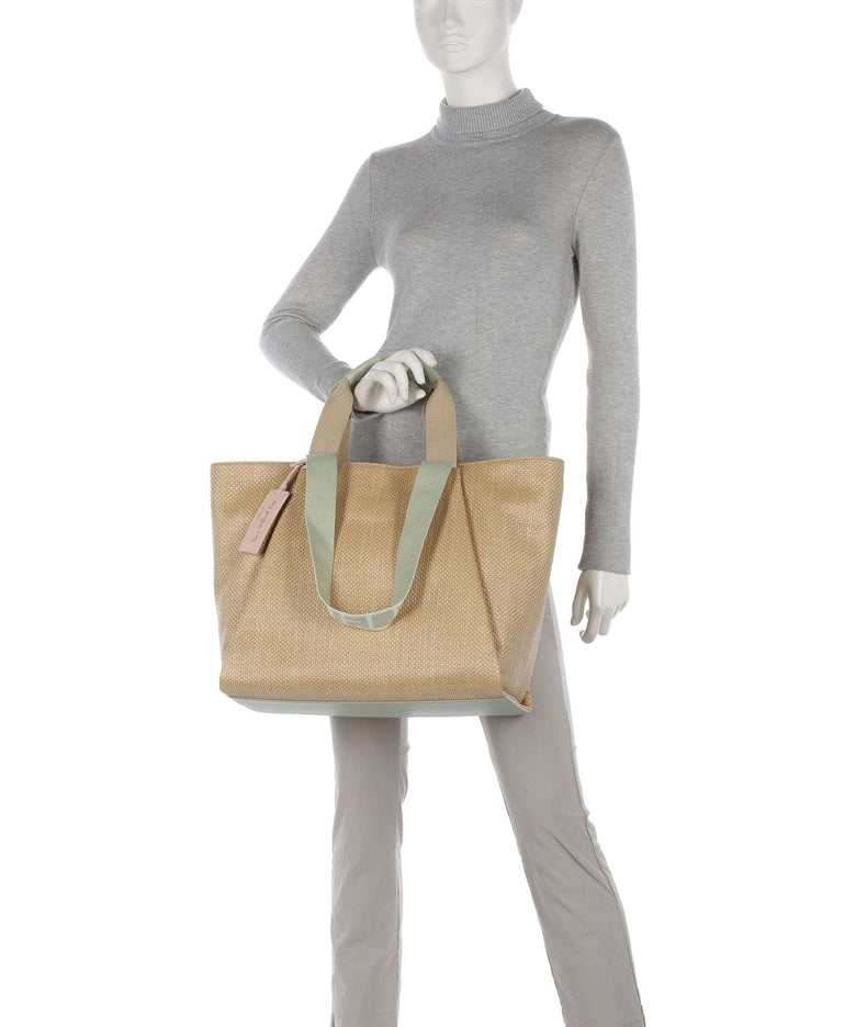 Coccinelle Never Without Bag Straw Signature Tote bag natural/celadon green