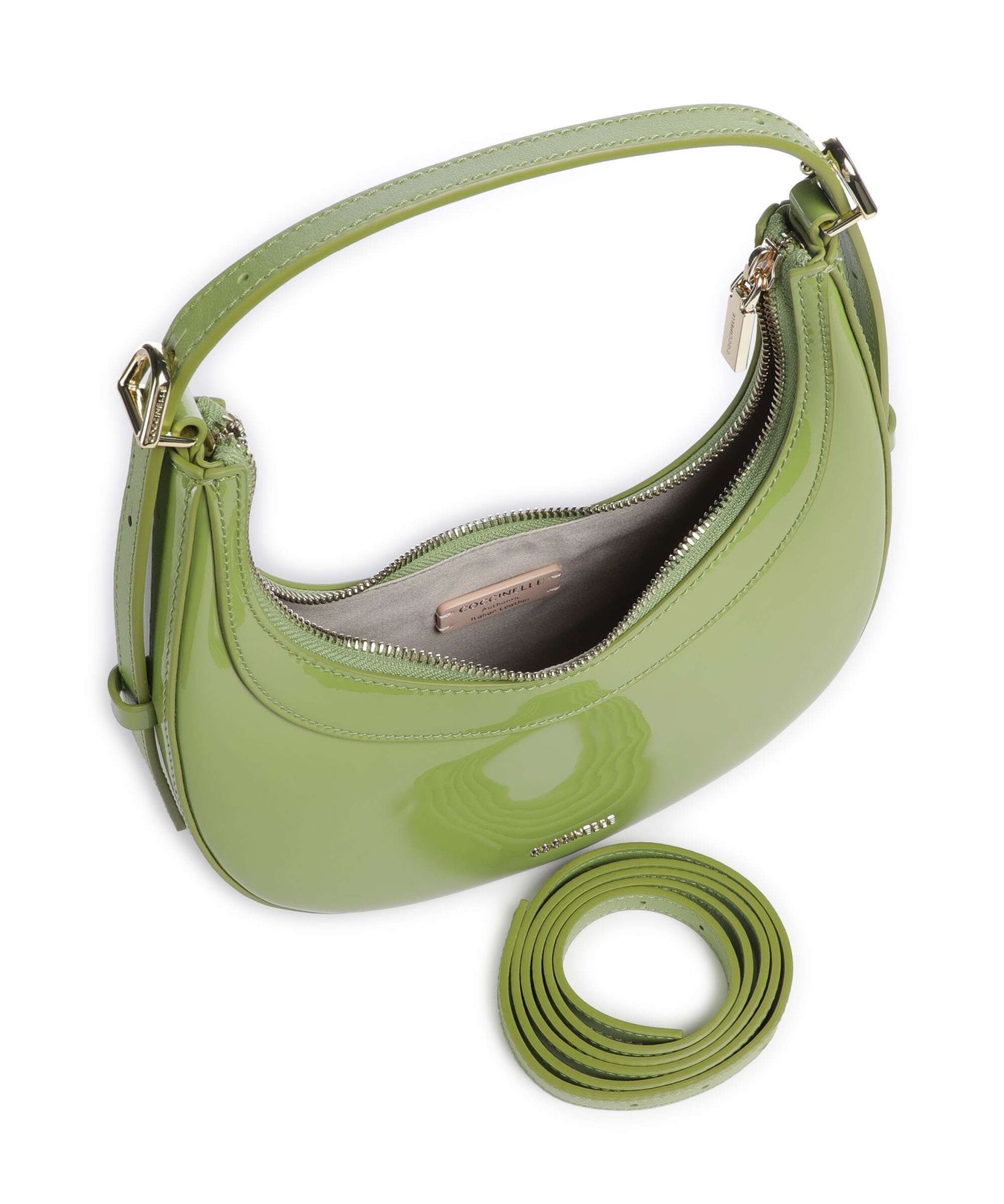 Coccinelle Whisper Patent Shoulder bag guacamole