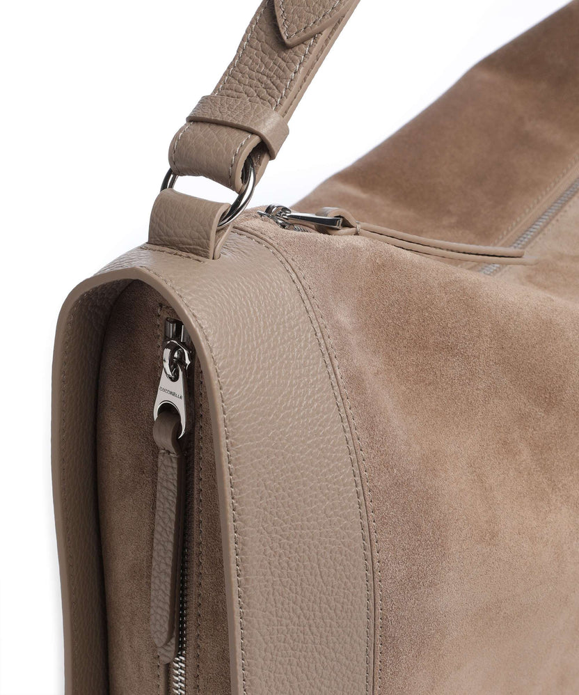 Coccinelle Elinor Suede Hobo bag warm taupe