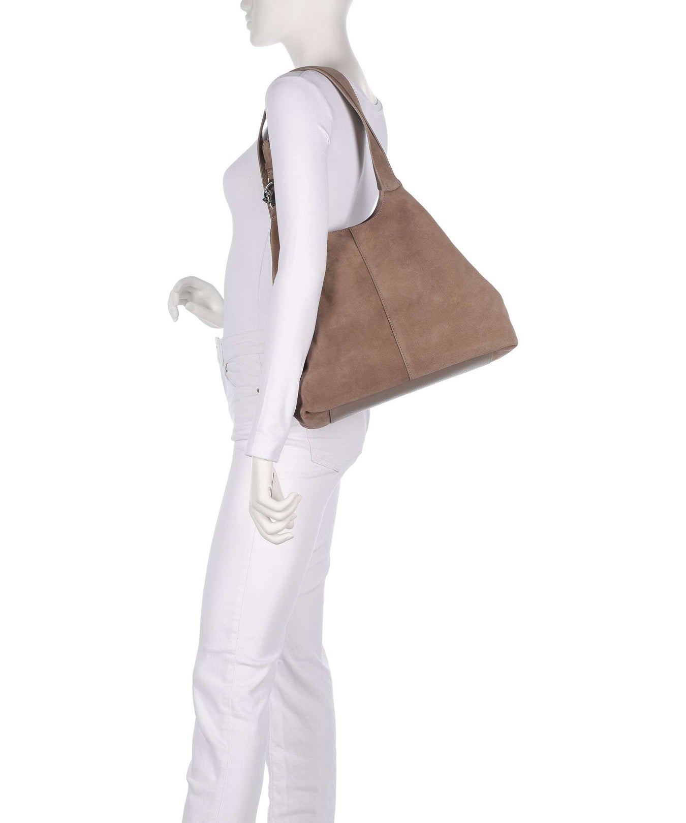 Coccinelle C-Easy Suede Hobo bag warm taupe