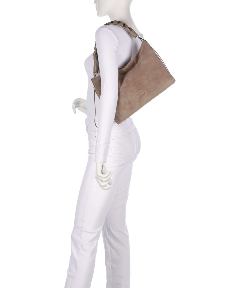 Coccinelle Boheme Suede Hobo bag warm taupe