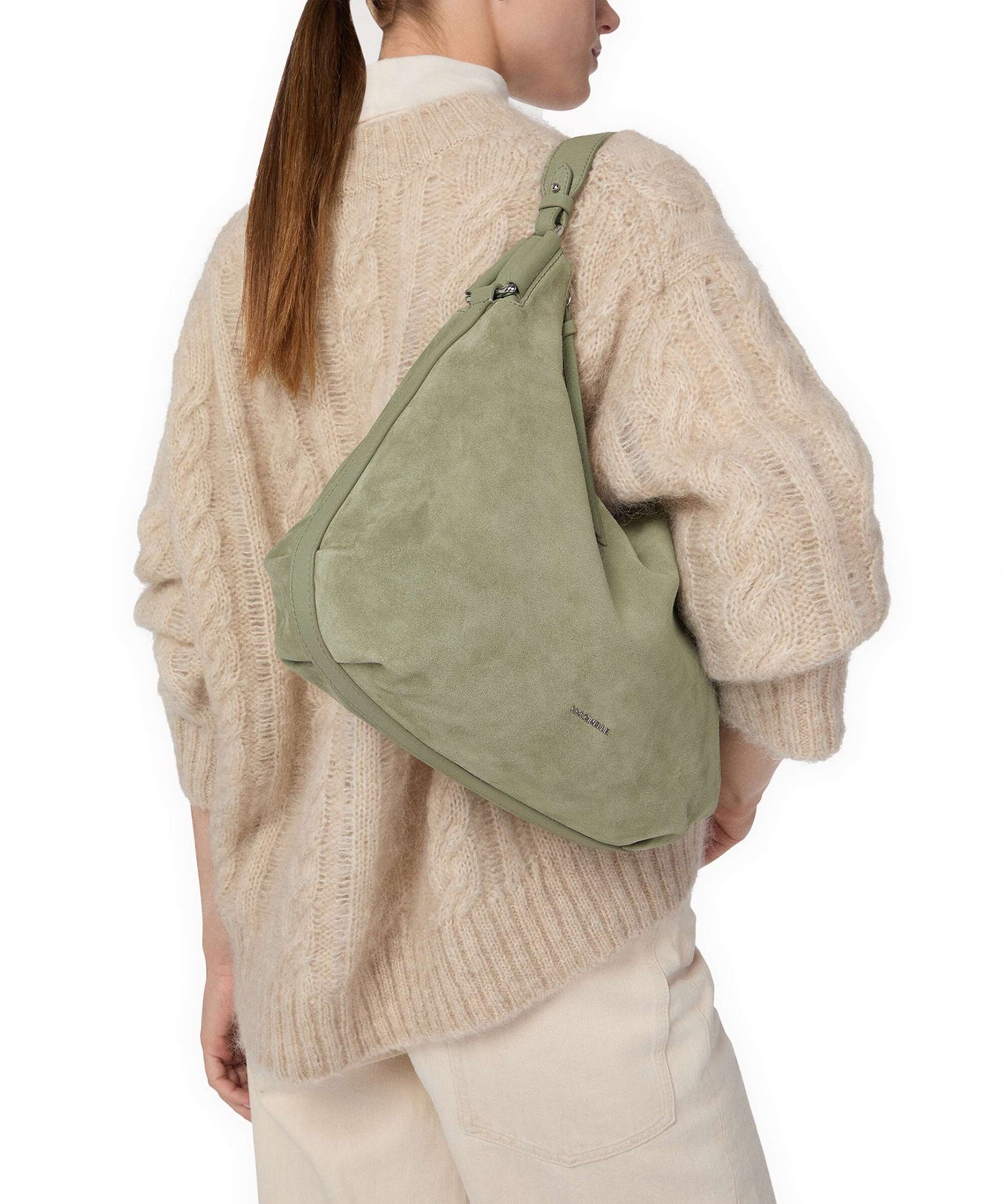 Coccinelle Rebekka Suede Hobo bag greenery