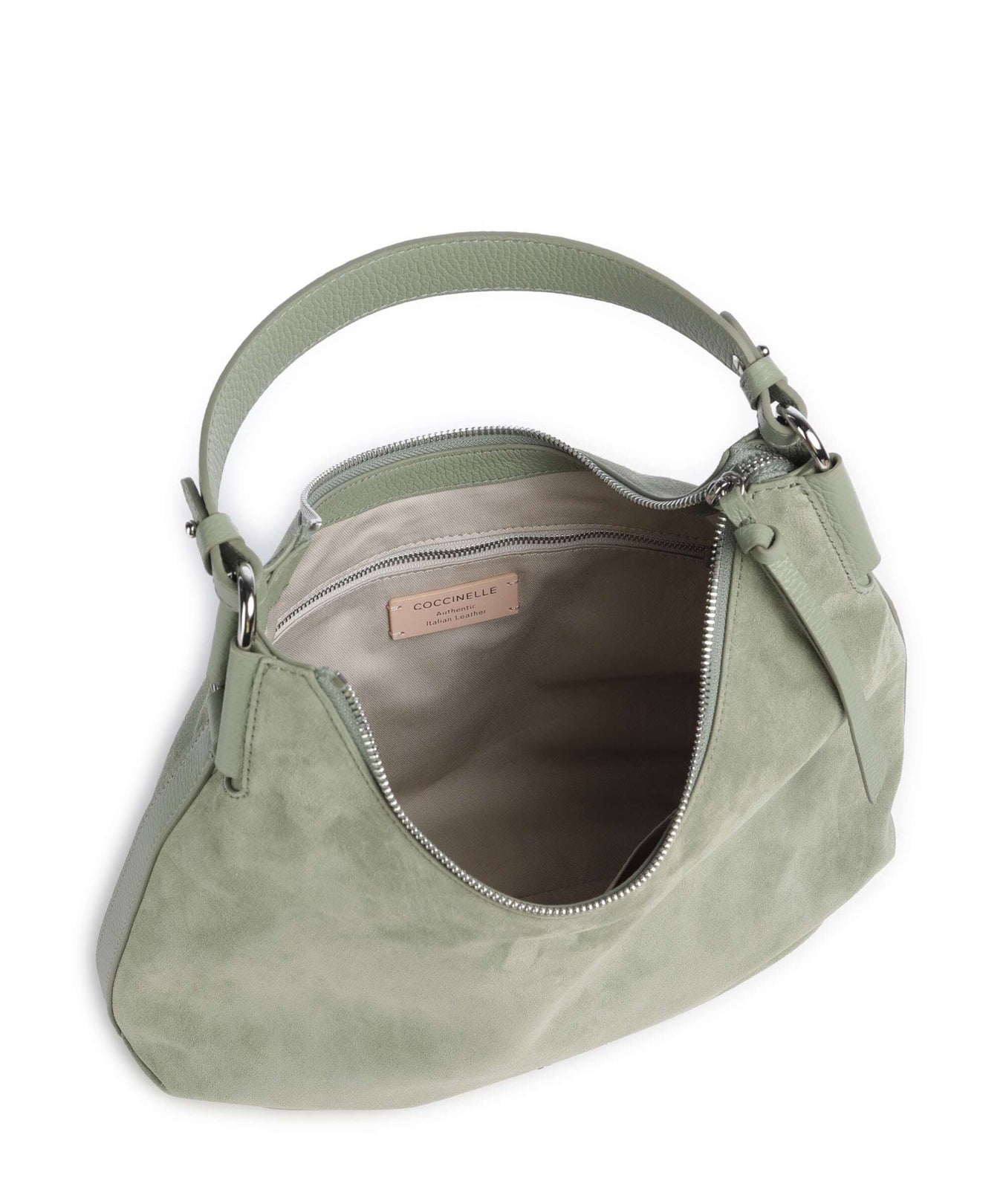Coccinelle Rebekka Suede Hobo bag greenery