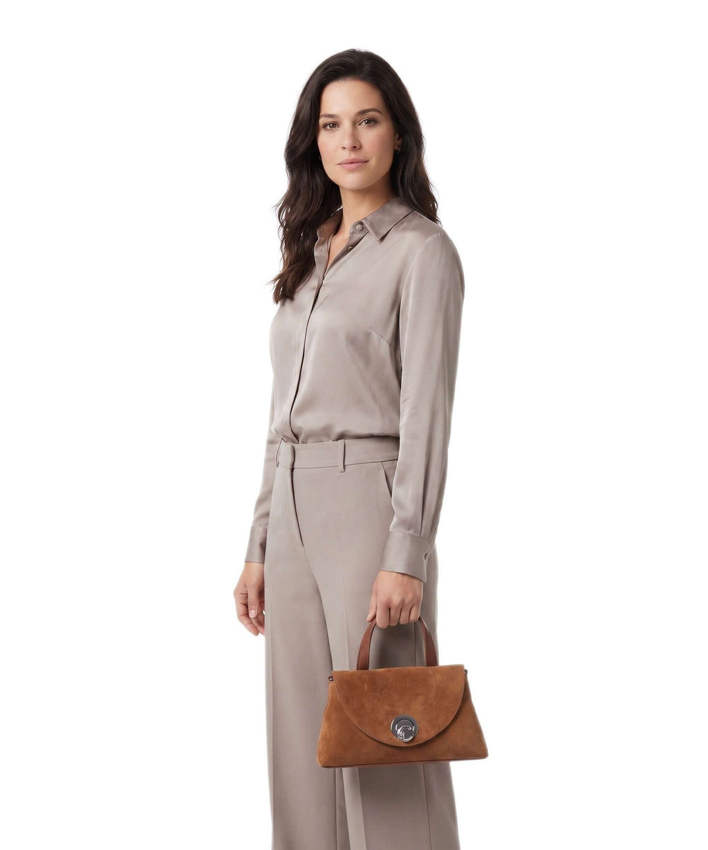 Coccinelle Nikla Suede Handbag cognac