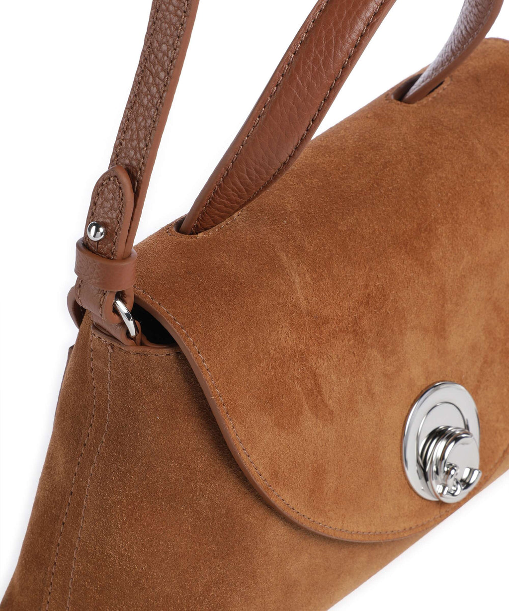 Coccinelle Nikla Suede Handbag cognac