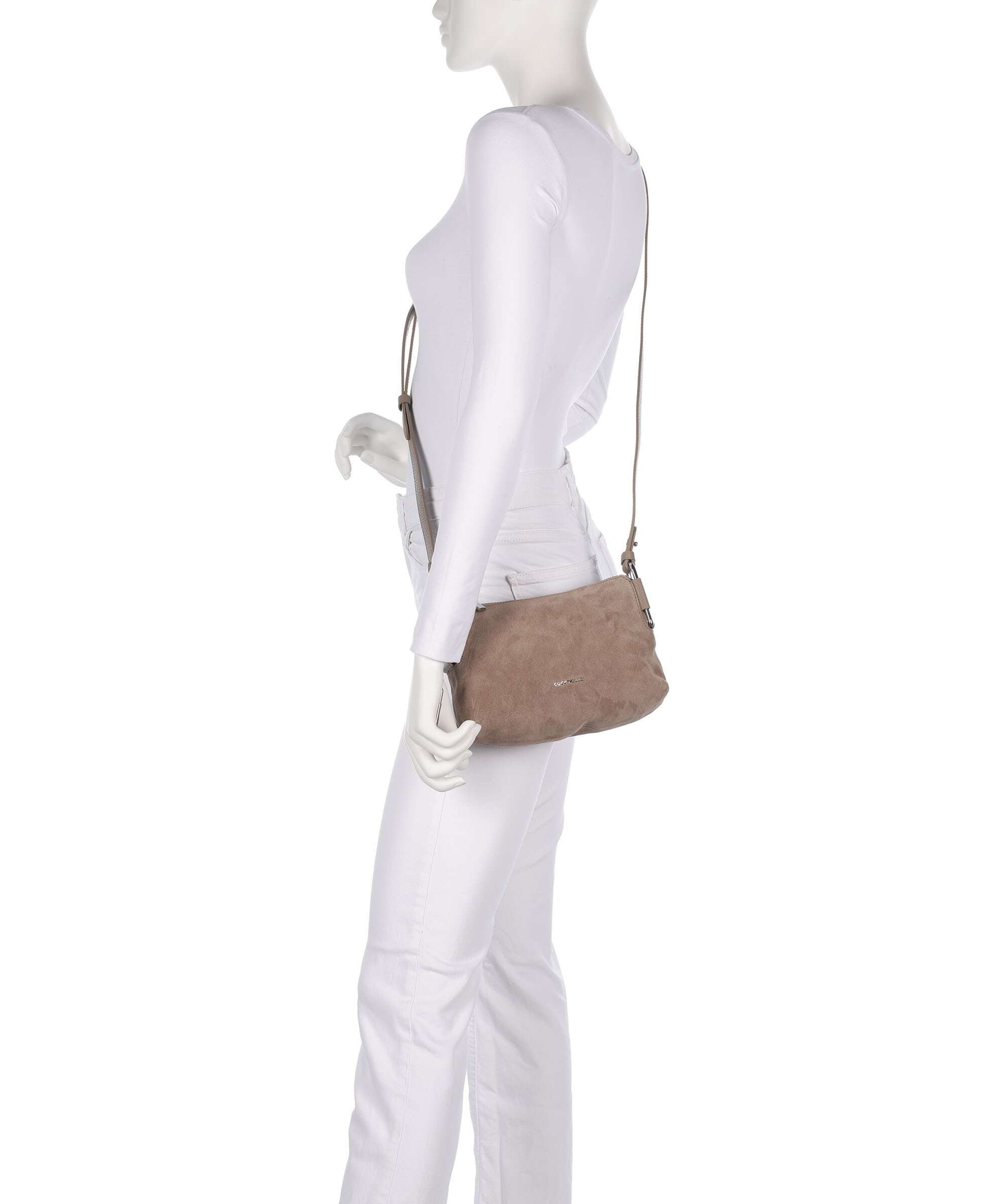 Coccinelle Rebekka Suede Shoulder bag warm taupe