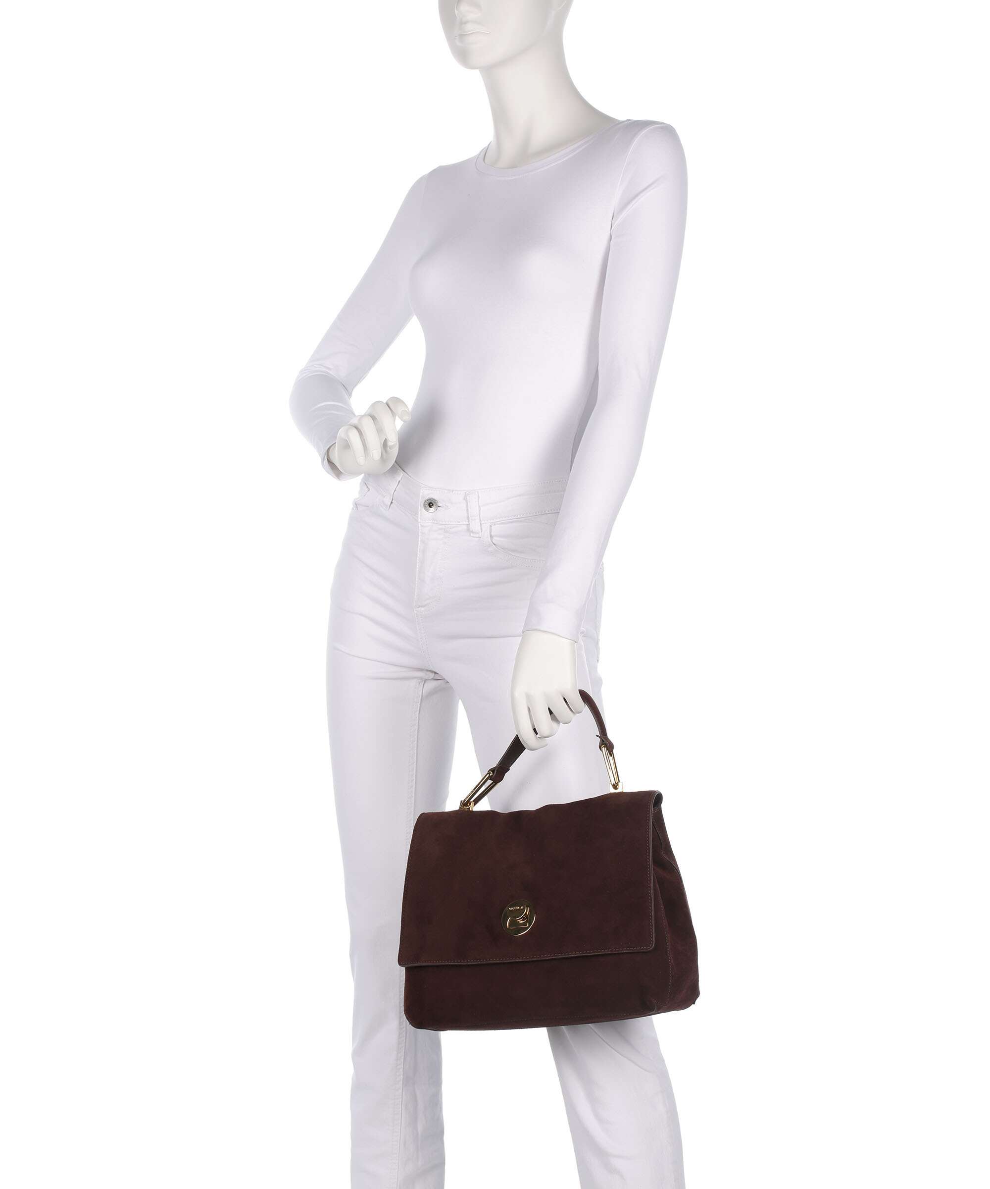 Coccinelle Liya Suede Handbag brunette