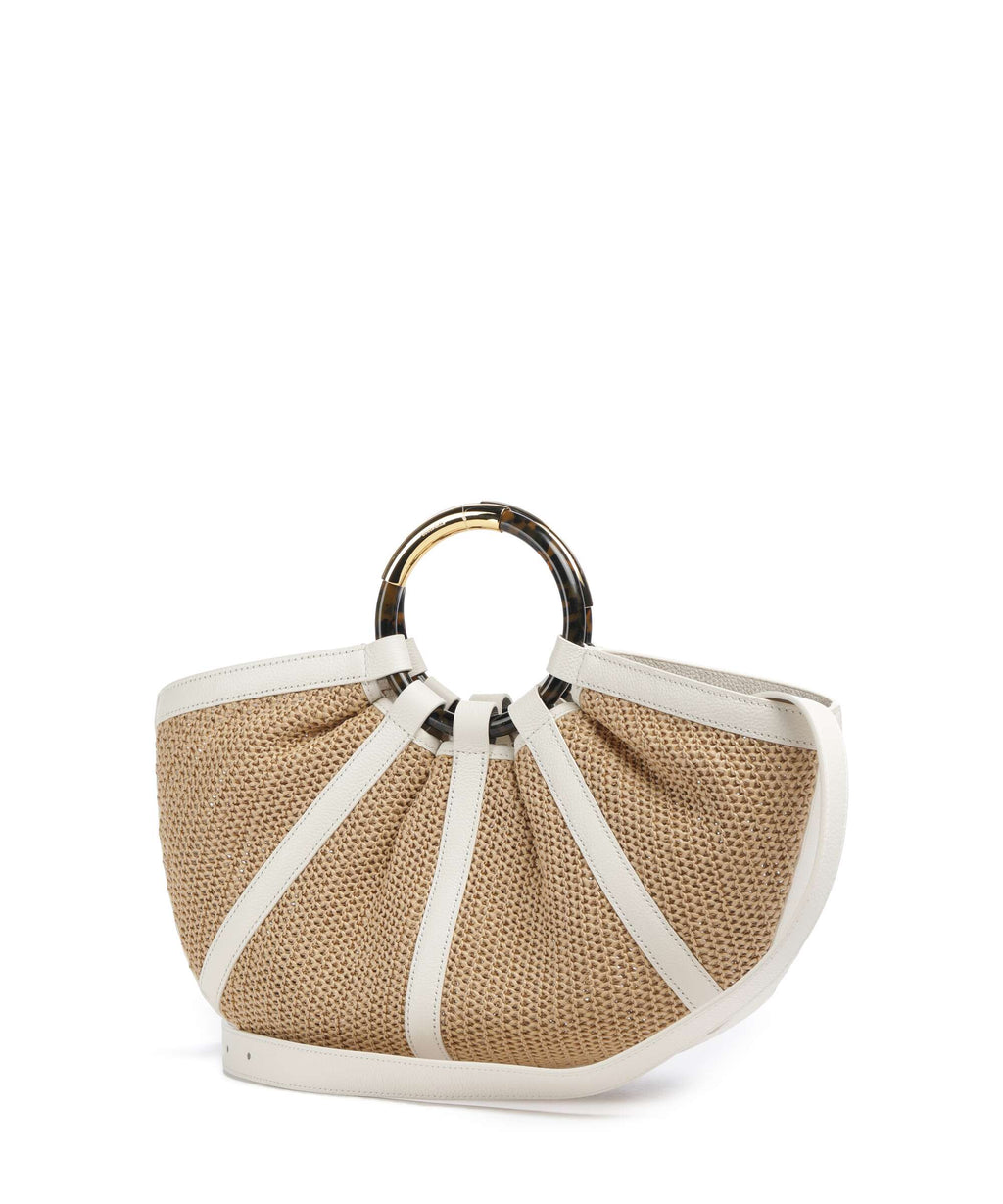 Coccinelle Shell Straw Handbag natural/pearl
