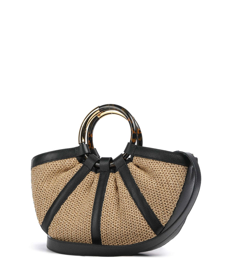 Coccinelle Shell Straw Handbag natural/noir