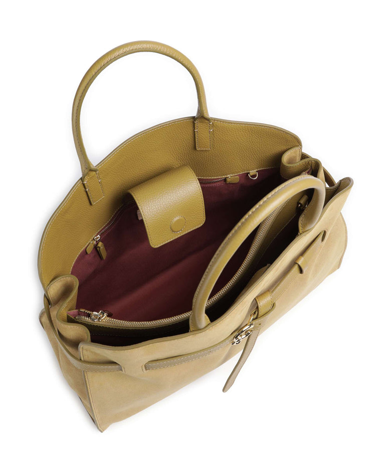 Coccinelle Sabine Suede Handbag seagrass