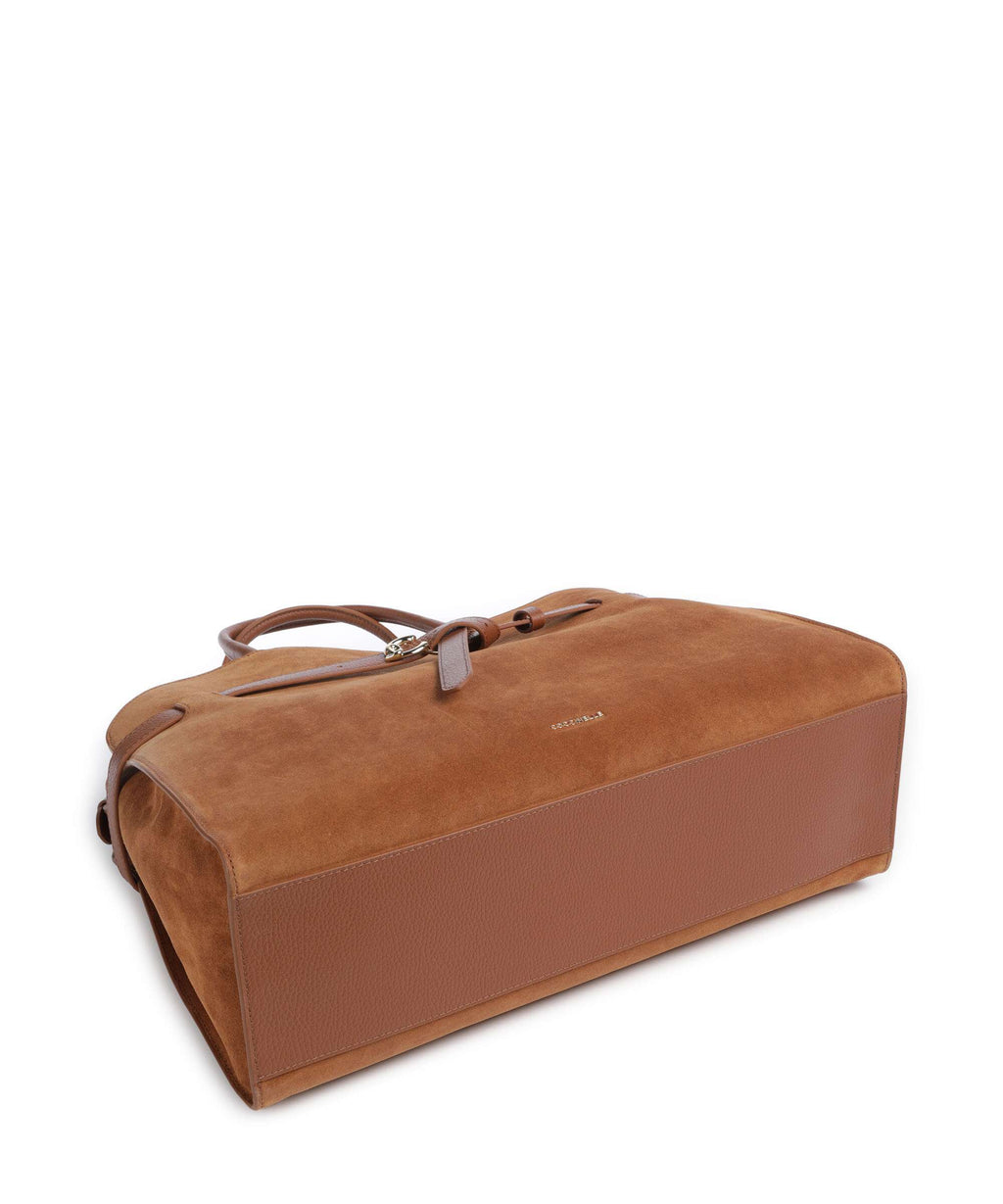Coccinelle Sabine Suede Handbag cognac