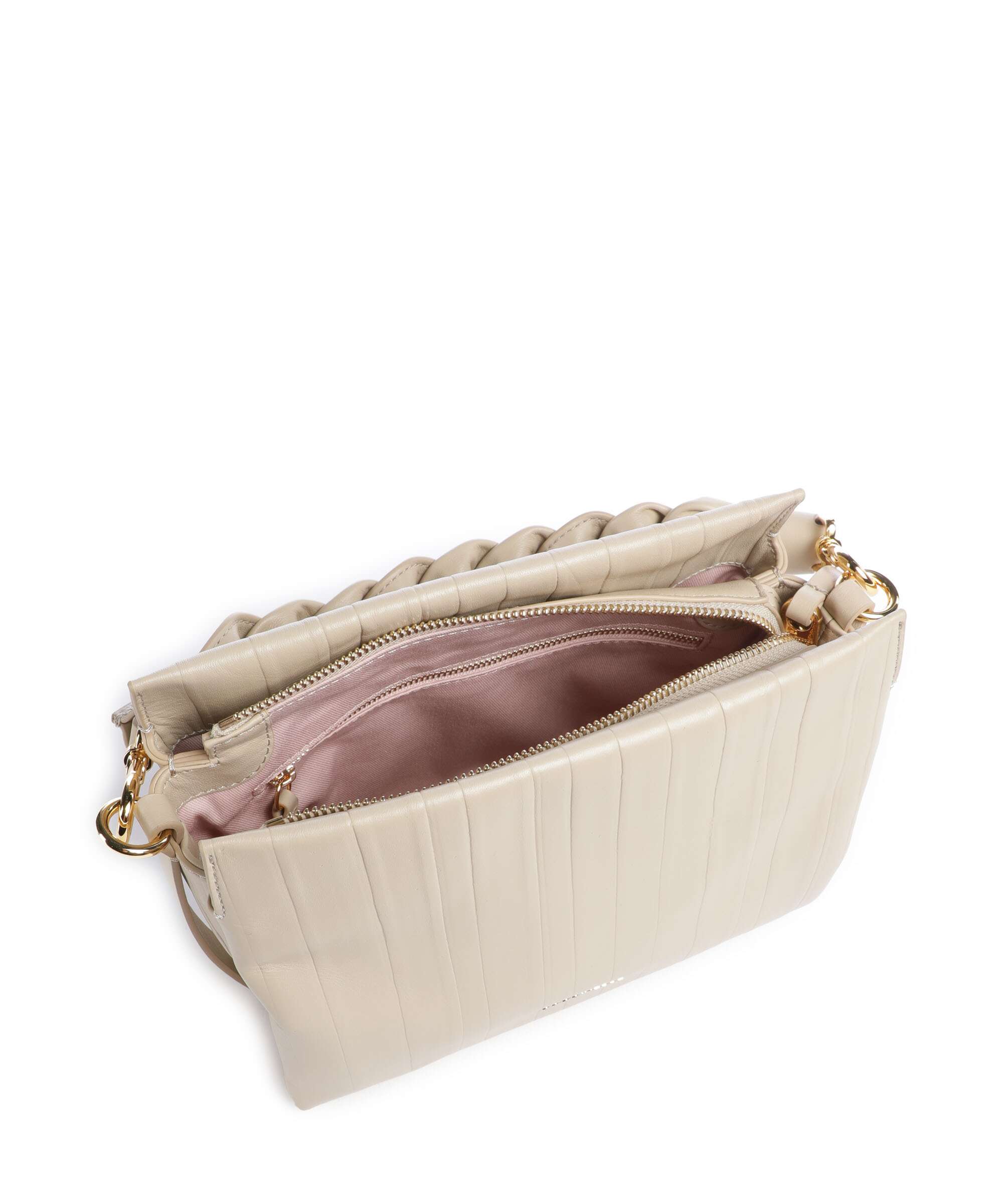 Coccinelle Boheme Plisse Handbag sandshell