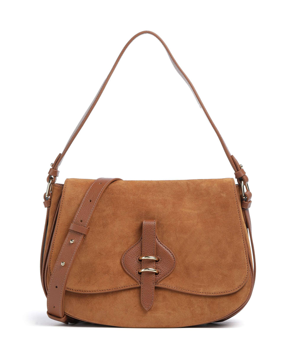 Coccinelle Mavery Suede Shoulder bag cognac