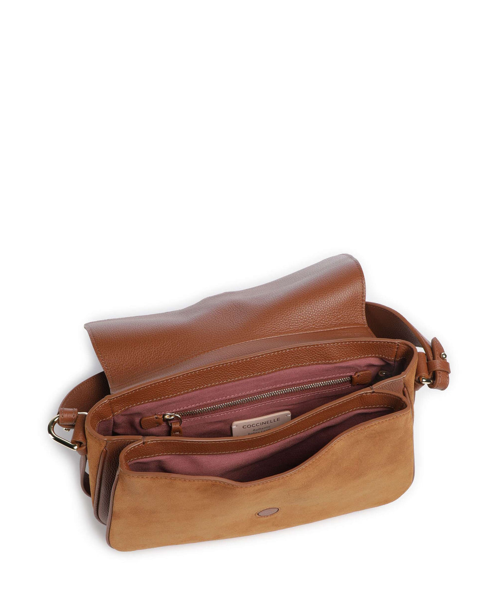 Coccinelle Mavery Suede Shoulder bag cognac