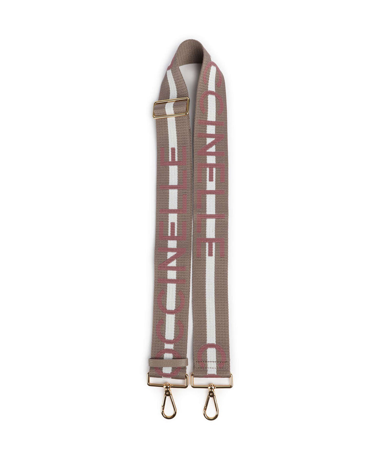 Coccinelle Nastro Signature Bag strap multi new warm taupe