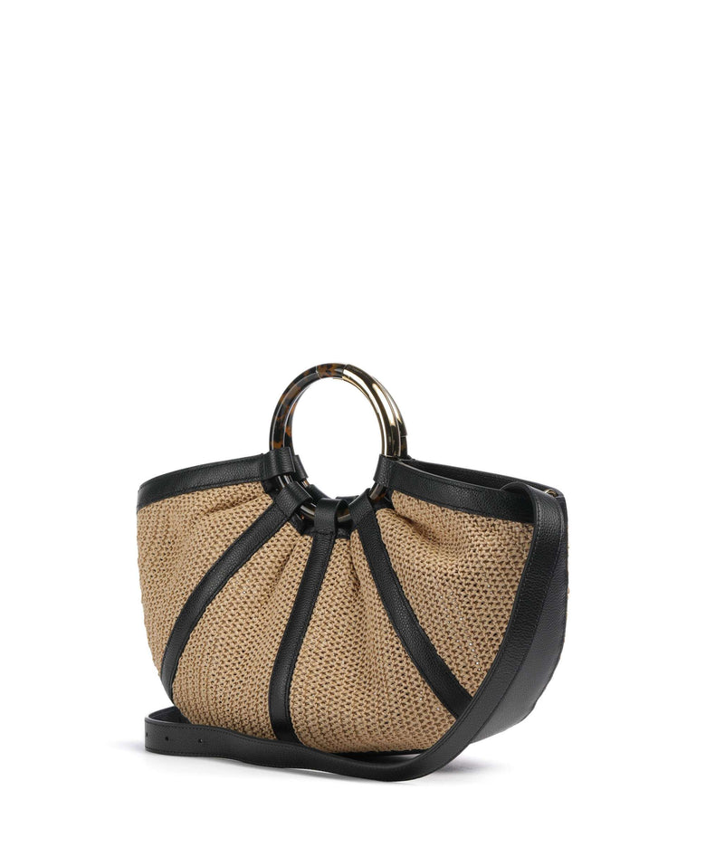 Coccinelle Shell Straw Handbag natural/noir