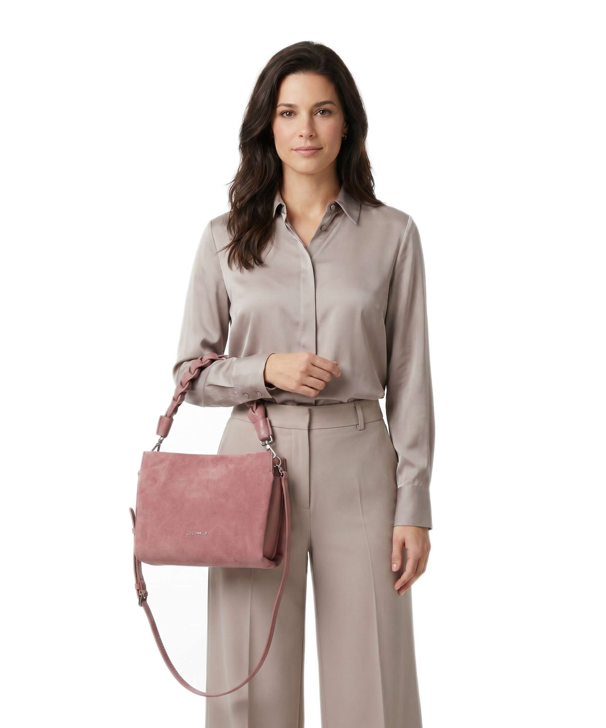 Coccinelle Boheme Suede Handbag winter rose