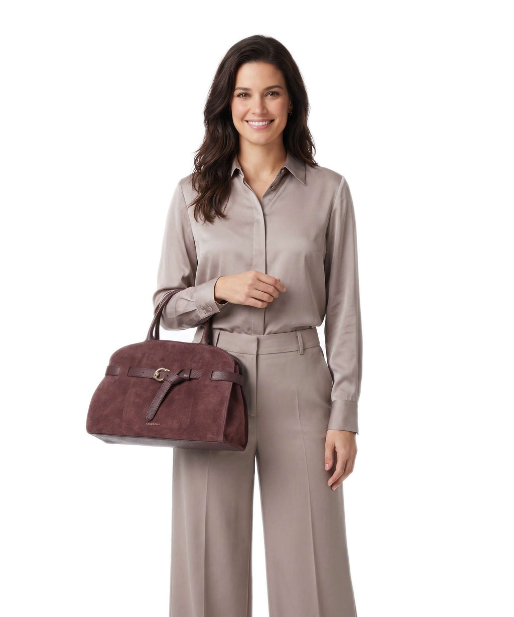 Coccinelle Sabine Suede Handbag berry