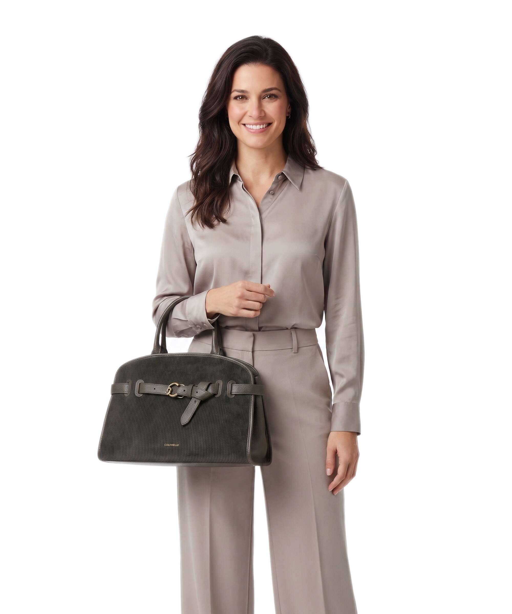Coccinelle Sabine Corduroy Handbag fango